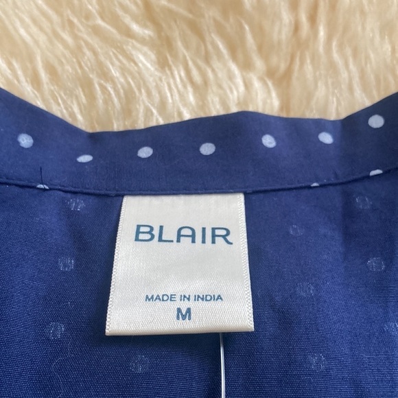 Blair blue with white dots button up shirt size M - Picture 3 of 6